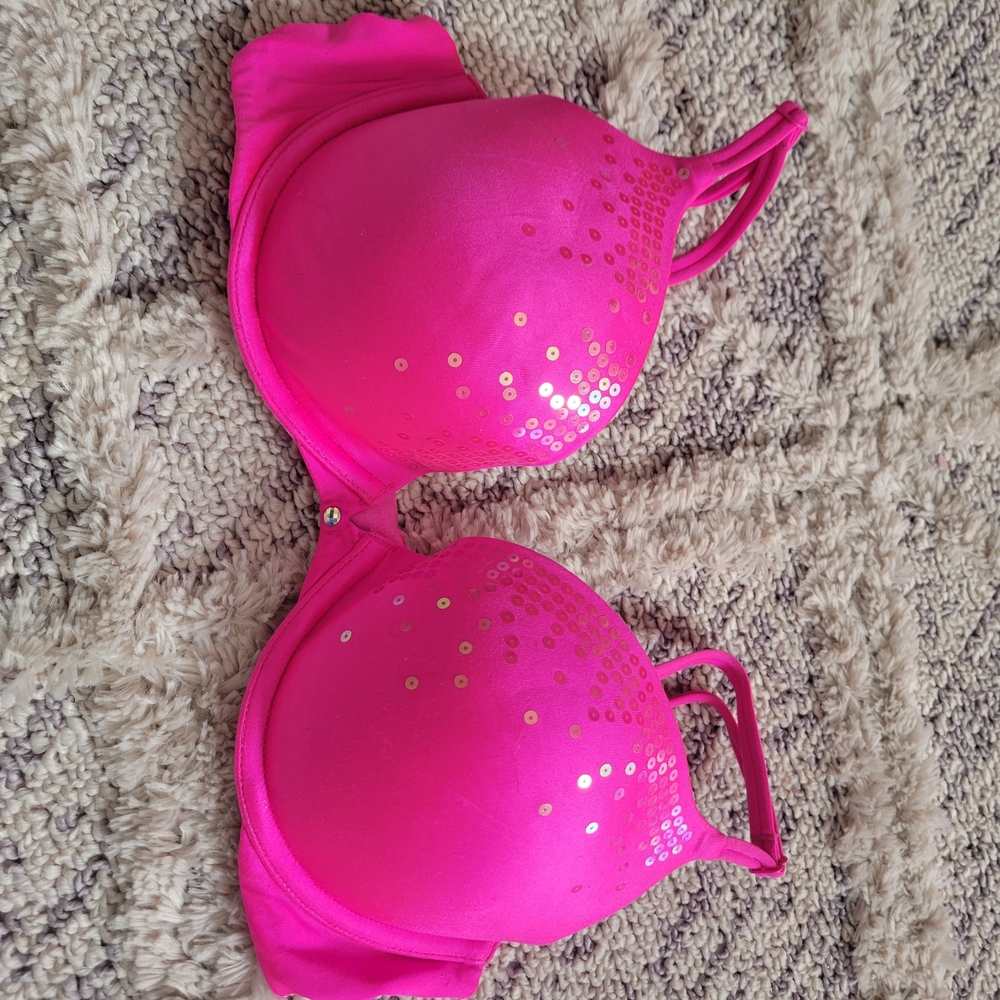 Pink Sequin Embellished Bra